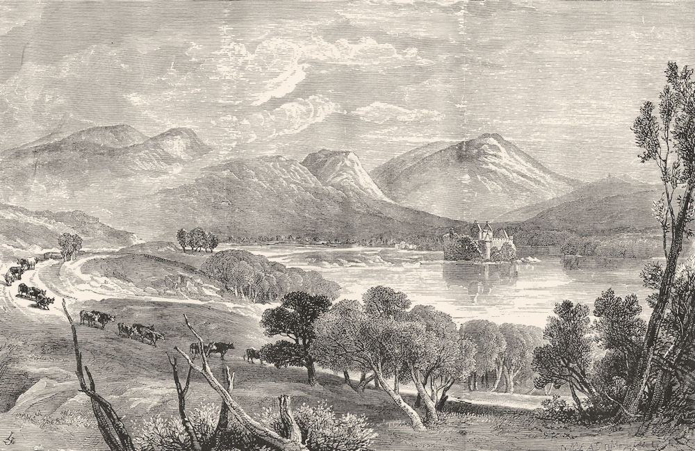 SCOTLAND. Western Highlands. Head of Loch Awe & Kilchurn Castle c1886 print